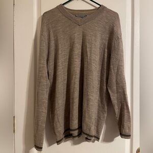 Smartwool Men's Long Sleeve Brown V-Neck Sweater XXL 100%‎ Merino Wool Outdoor